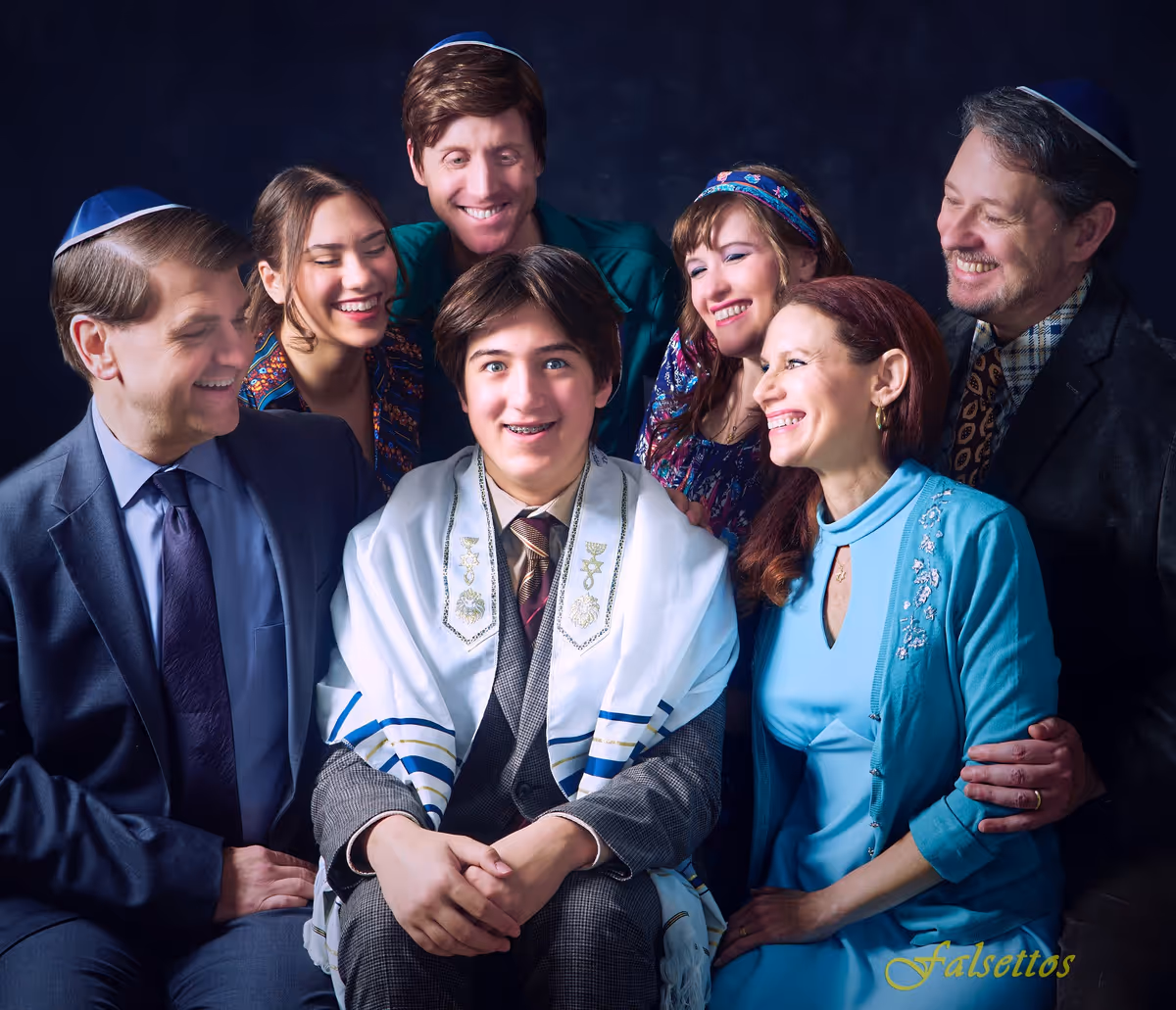The Cast of Falsettos (Clockwise from left): Edward Van Saders, Grace Kelly Kretzman, Jon Huston, Alexa Kelly, Jeff Parsons, Lisa Spielman, and Jake Ellengold.
Photo Credit: Chris Hietikko Photography
