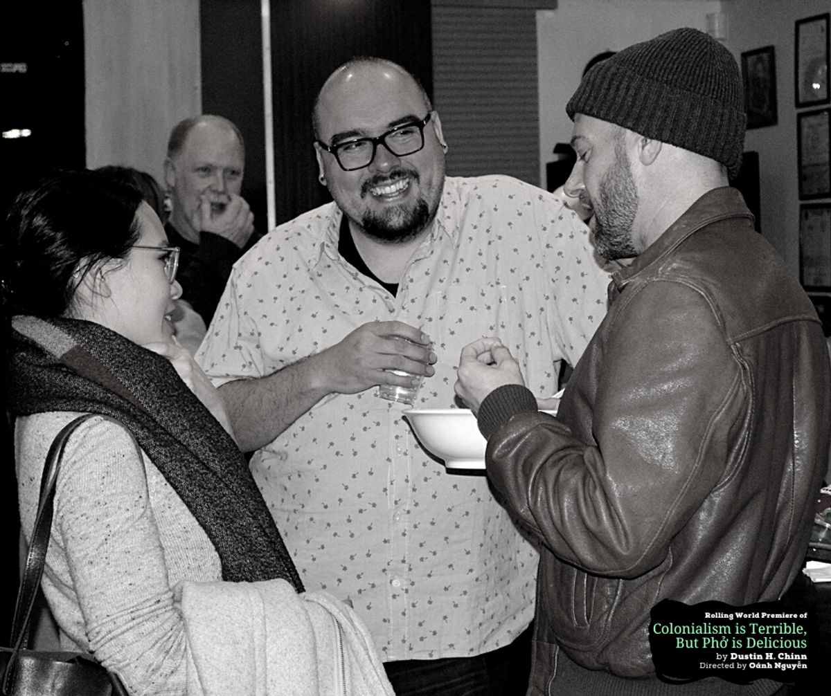 Design Preview Party for the rolling world premiere of "Colonialism is Terrible But Phở is Delicious" at Chance Theater. Photo by Daniel Meyers.