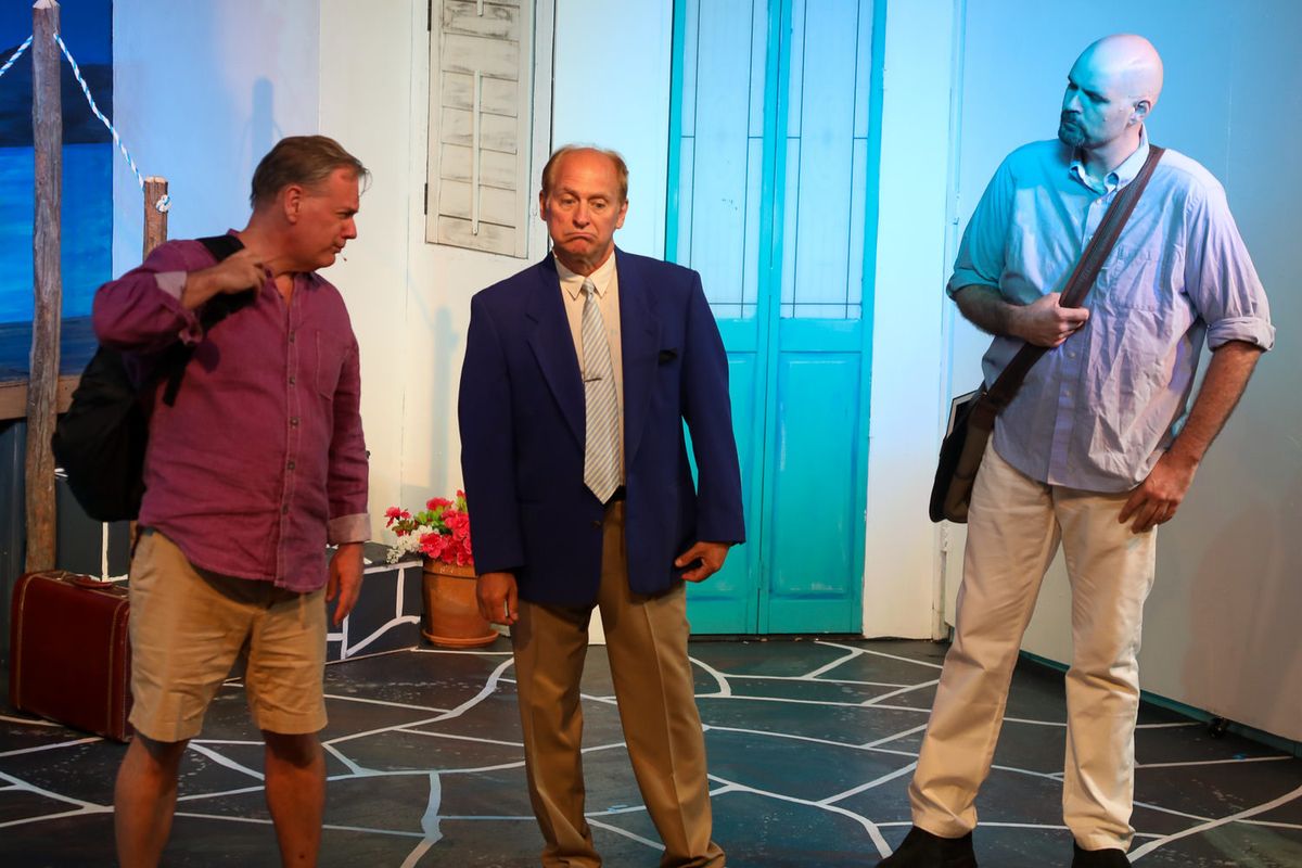 Three possible dads for Sophie - Bill (Stacy Gibbons), Harry (Scott Sims) and Sam (Max Reed). Three possible dads for Sophie - Bill (Stacy Gibbons), Harry (Scott Sims) and Sam (Max Reed).