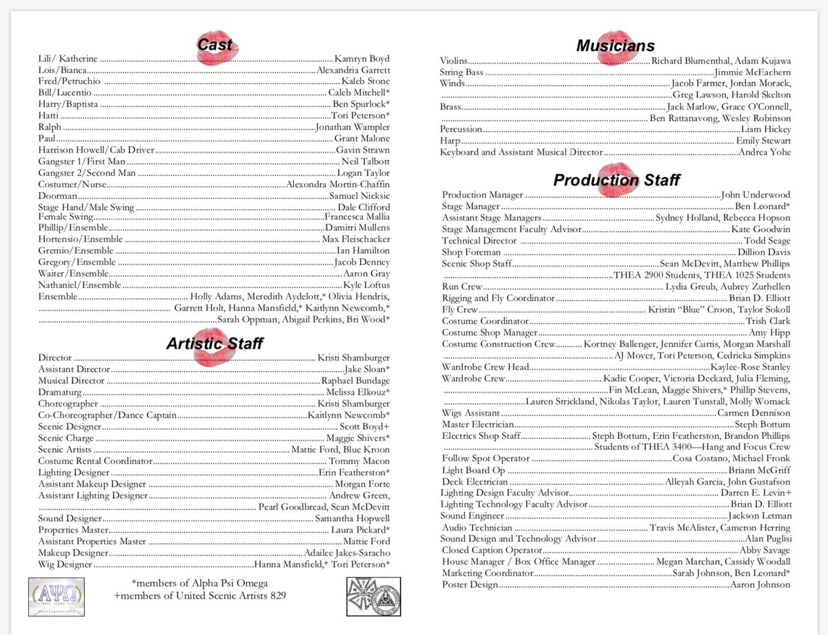 MTSU KISS ME, KATE! Cast list 2019? MTSU KISS ME, KATE! Cast list 2019?