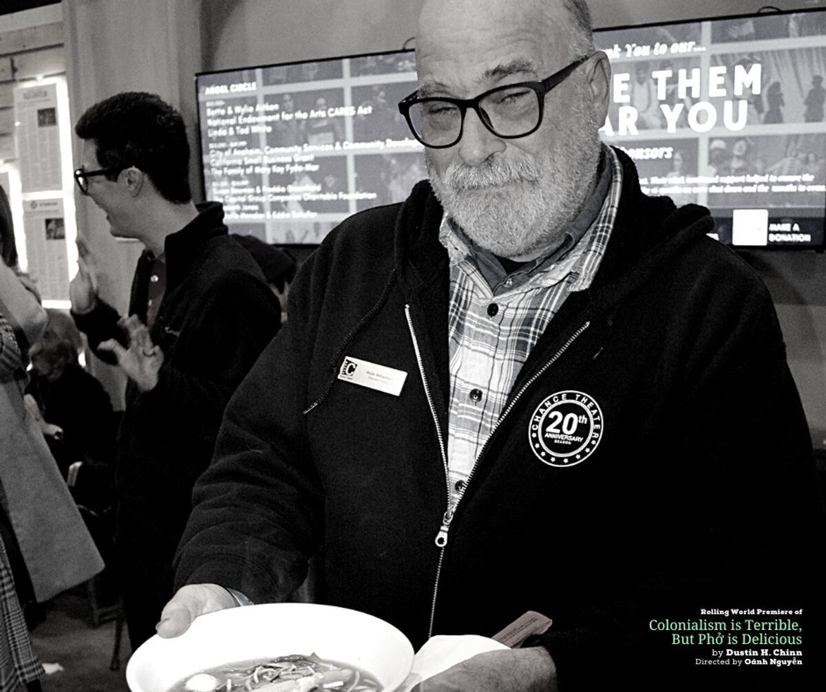Design Preview Party for the rolling world premiere of "Colonialism is Terrible But Phở is Delicious" at Chance Theater. Photo by Daniel Meyers.