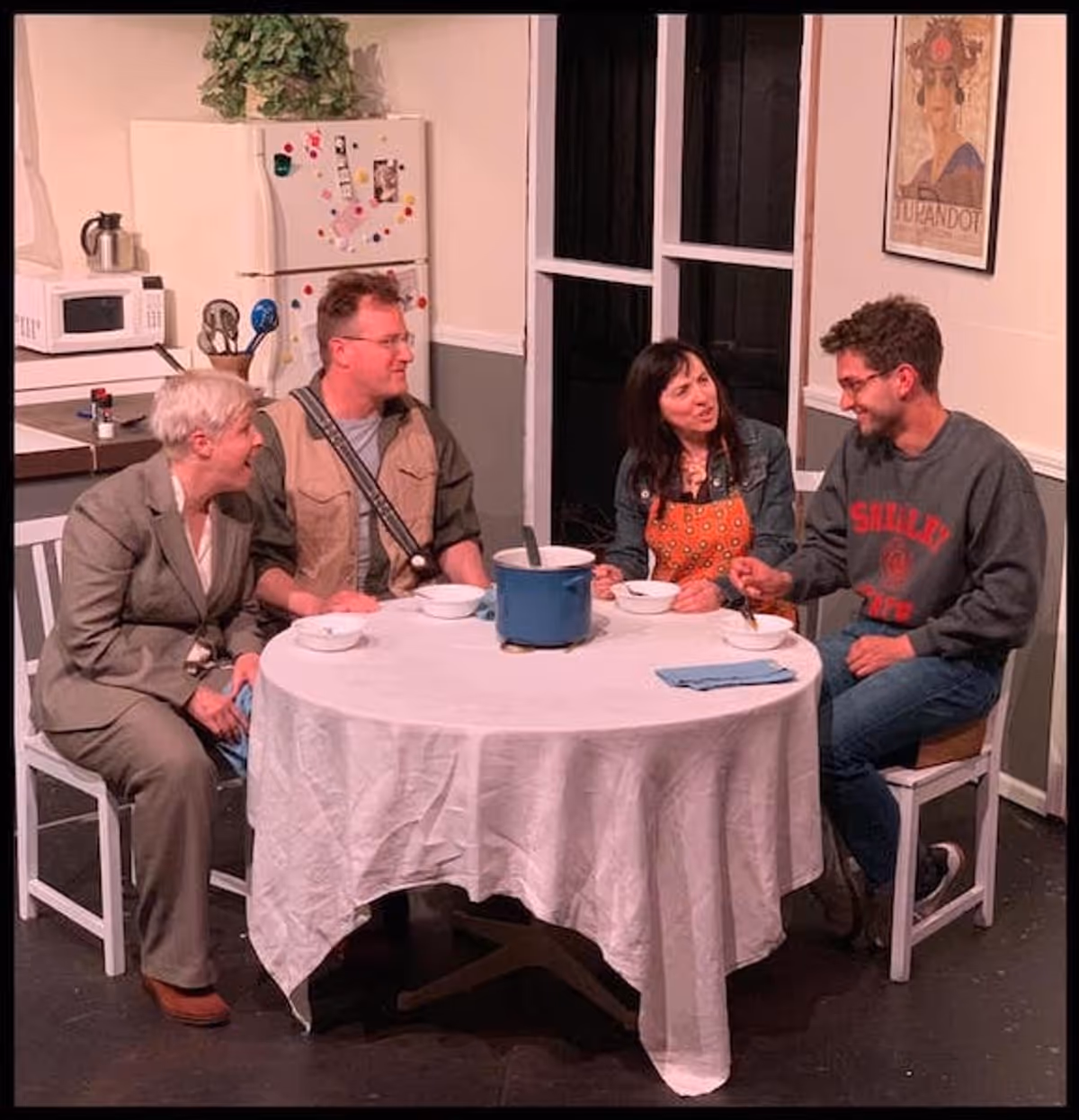 Body Awareness By Annie Baker, 2019 Pictured: Allie Rivenbark, Zero Feeney, Tamara Sorelli, and David Remple Body Awareness By Annie Baker, 2019 Pictured: Allie Rivenbark, Zero Feeney, Tamara Sorelli, and David Remple