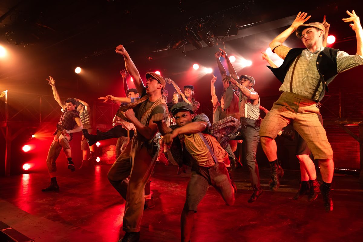 KYLE WATKINS PHOTOGRAPHY Cast members in The Vanguard Theater Company s production of Newsies. KYLE WATKINS PHOTOGRAPHY Cast members in The Vanguard Theater Company s production of Newsies.