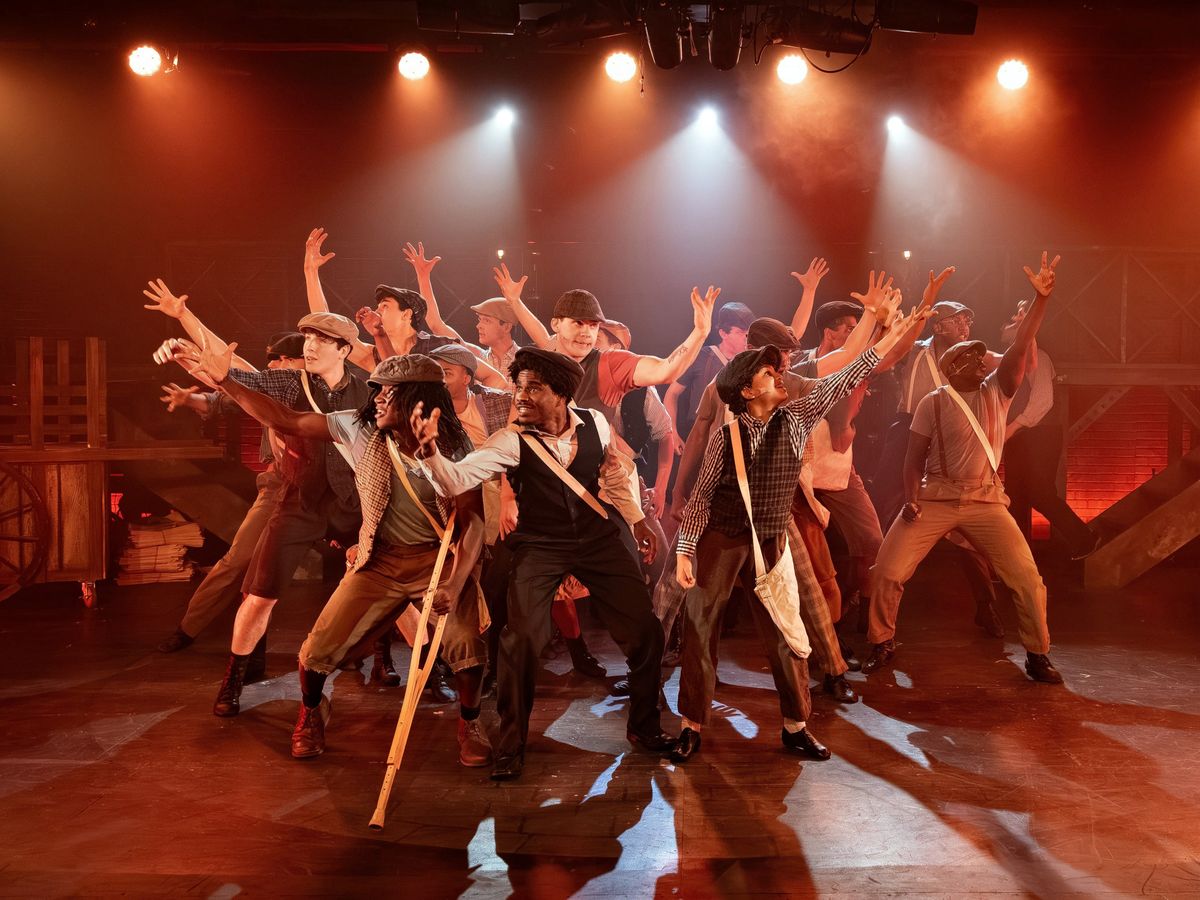 KYLE WATKINS PHOTOGRAPHY Cast members in The Vanguard Theater Company s production of Newsies. KYLE WATKINS PHOTOGRAPHY Cast members in The Vanguard Theater Company s production of Newsies.