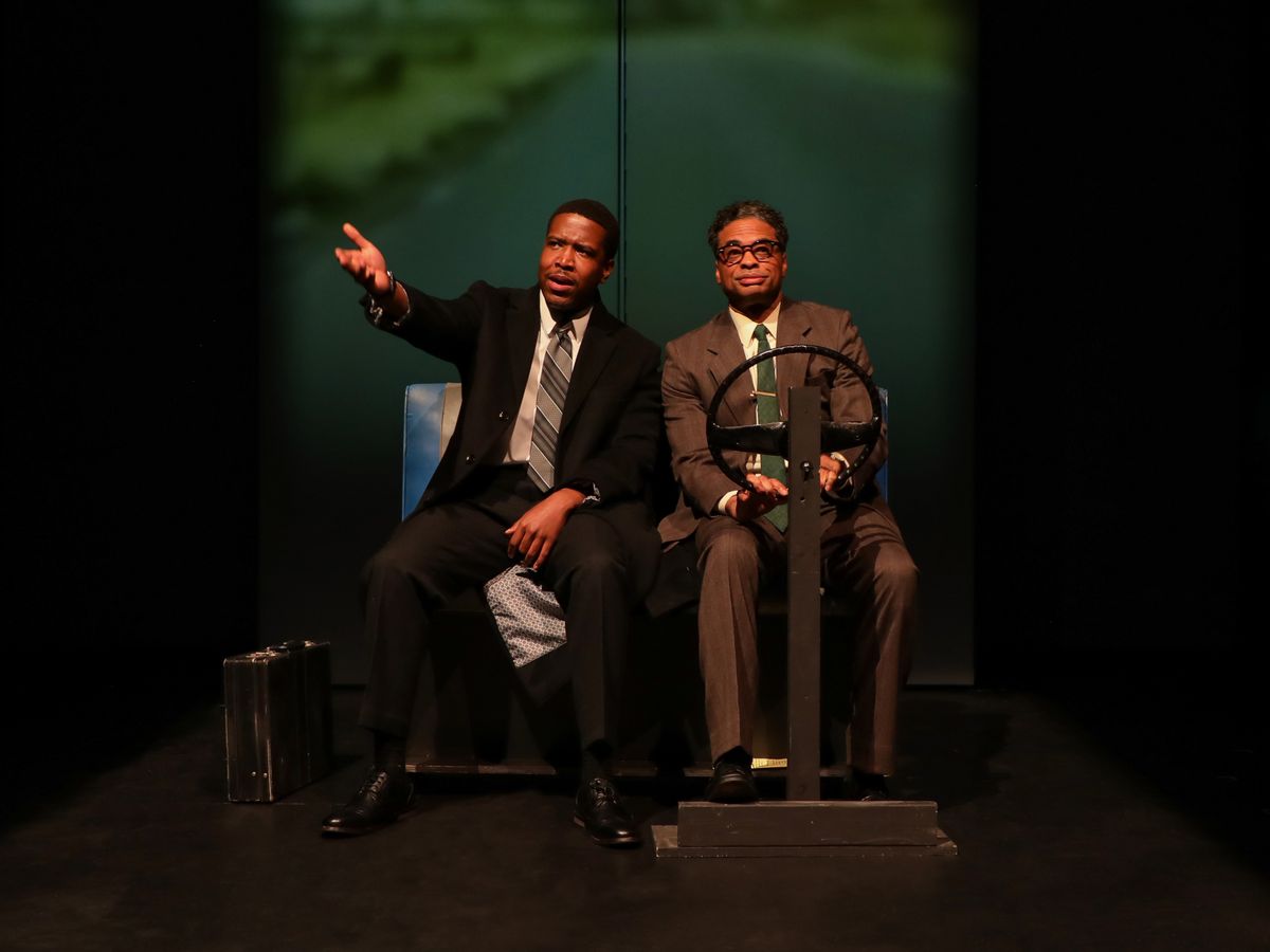 Rashun Carter & Destan Owens in The American Five at The Unicorn Theatre, 2026. Photo by Caelan Carlough.