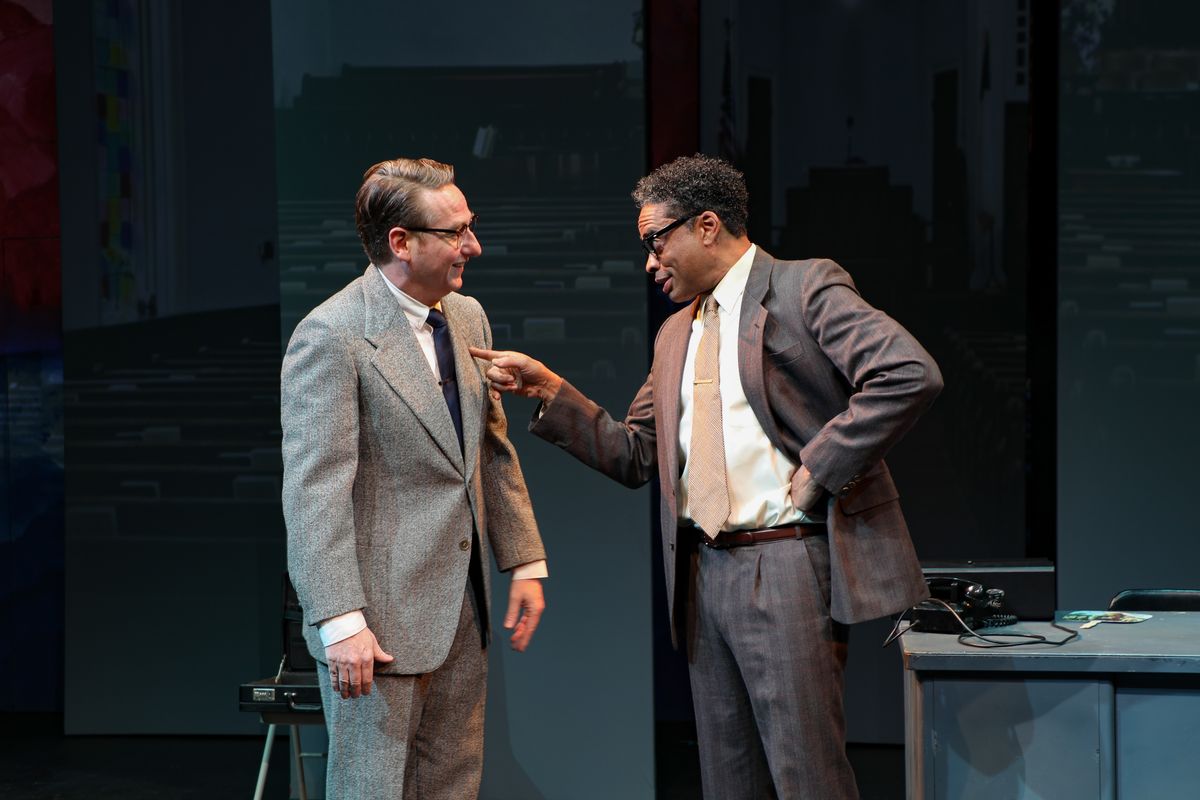 Harry Smith & Destan Owens in The American Five at The Unicorn Theatre, 2026. Photo by Caelan Carlough.