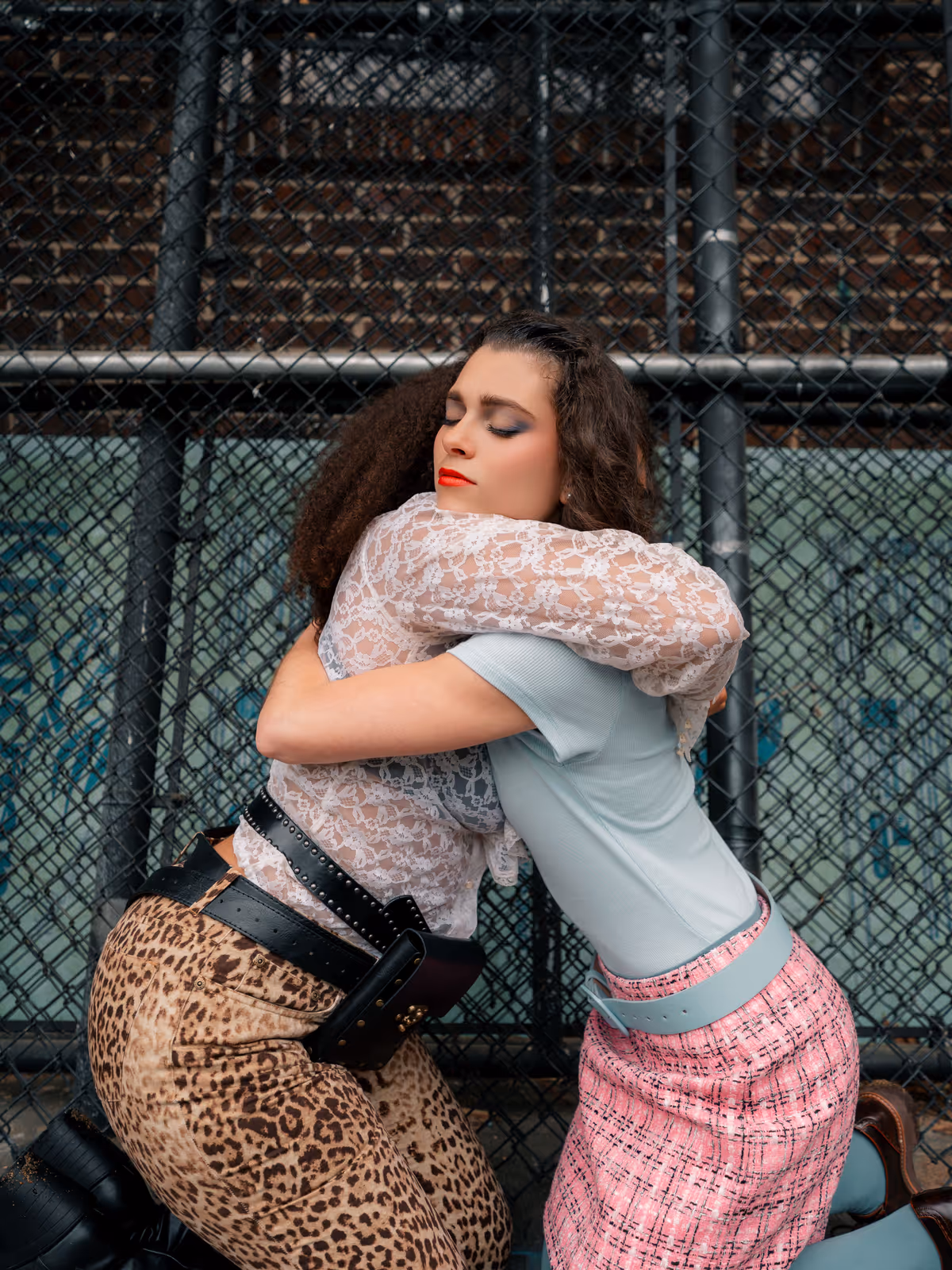 (L to R): Emmalynn Bruce (Antigone Tig) and Sierra Safran (Issa) for Antigone 1989: A Town Hall Musical. Photo by Geovanny Soto.