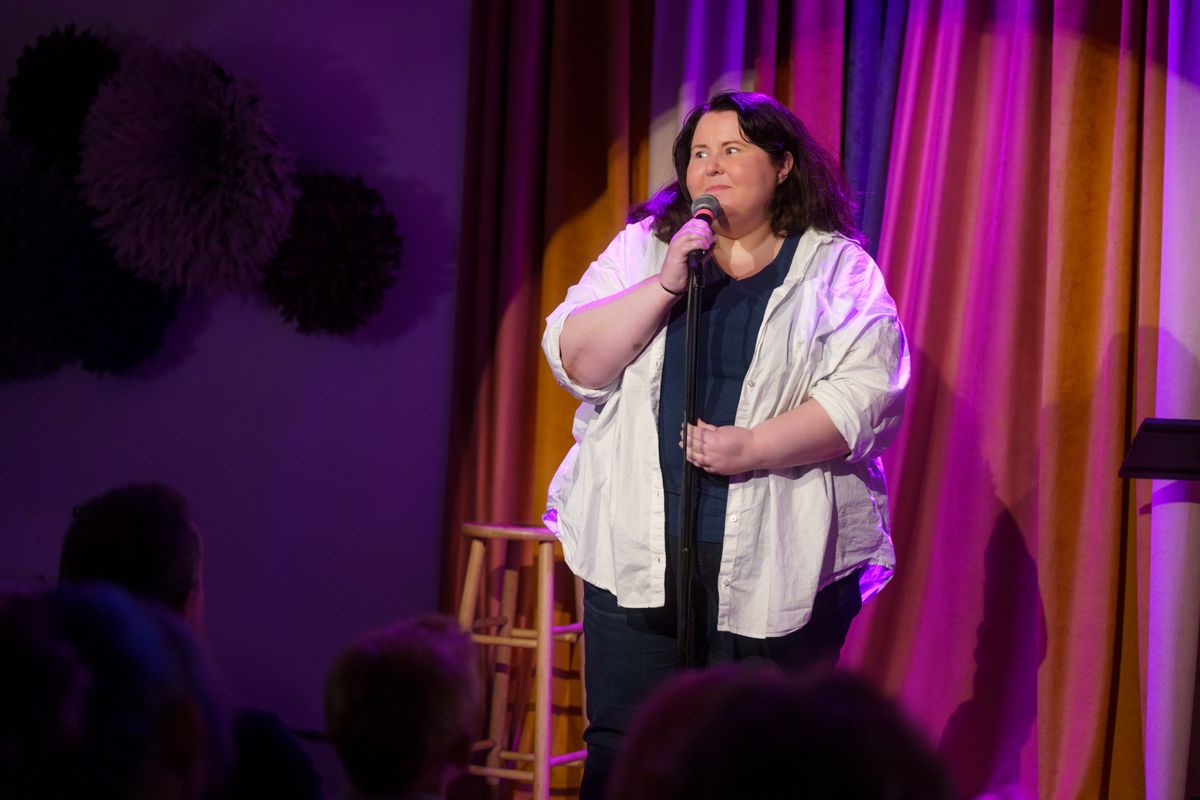 Jenny Napolitano performs material from Body Language at Bergamot Comedy Fest, March 2026. Photo credit: Kiel Phillips. Jenny Napolitano performs material from Body Language at Bergamot Comedy Fest, March 2026. Photo credit: Kiel Phillips.