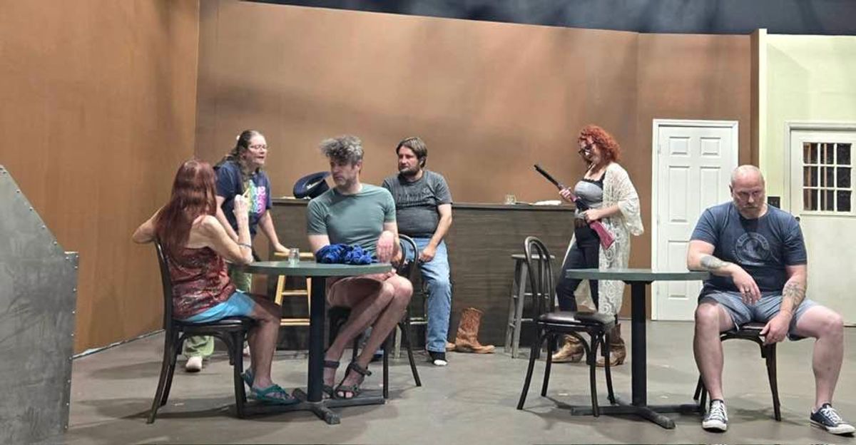 More SORDID LIVES in rehearsal, directed by Elin Bhaird! The ladies decide on payback at the local watering hole. And they   ll have Polaroid photos as proof