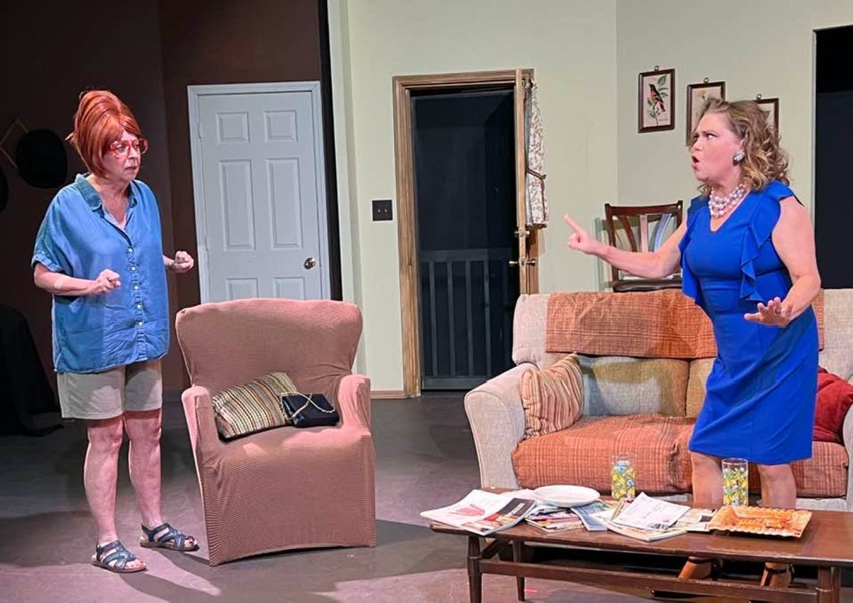 Latrelle definitely has an opinion about Mama   s funeral! Pictured are Lilli Bassett as Sissy at left and Shelly Harmon as the uptight Latrelle