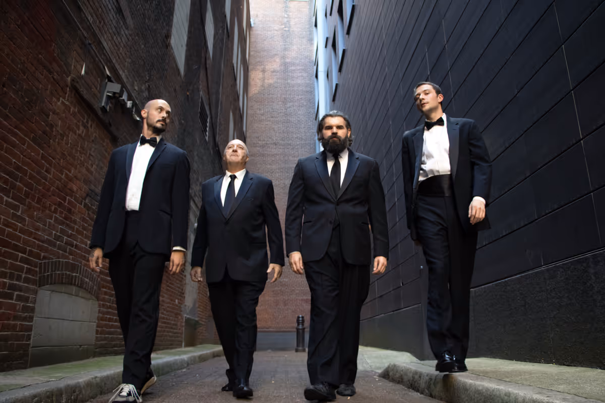 BOUNCERS, by John Godber. From left, Bradley Belanger, Joe Siriani, Patrick Vincent Curran, and MIchael Ferrari. BOUNCERS, by John Godber. From left, Bradley Belanger, Joe Siriani, Patrick Vincent Curran, and MIchael Ferrari.