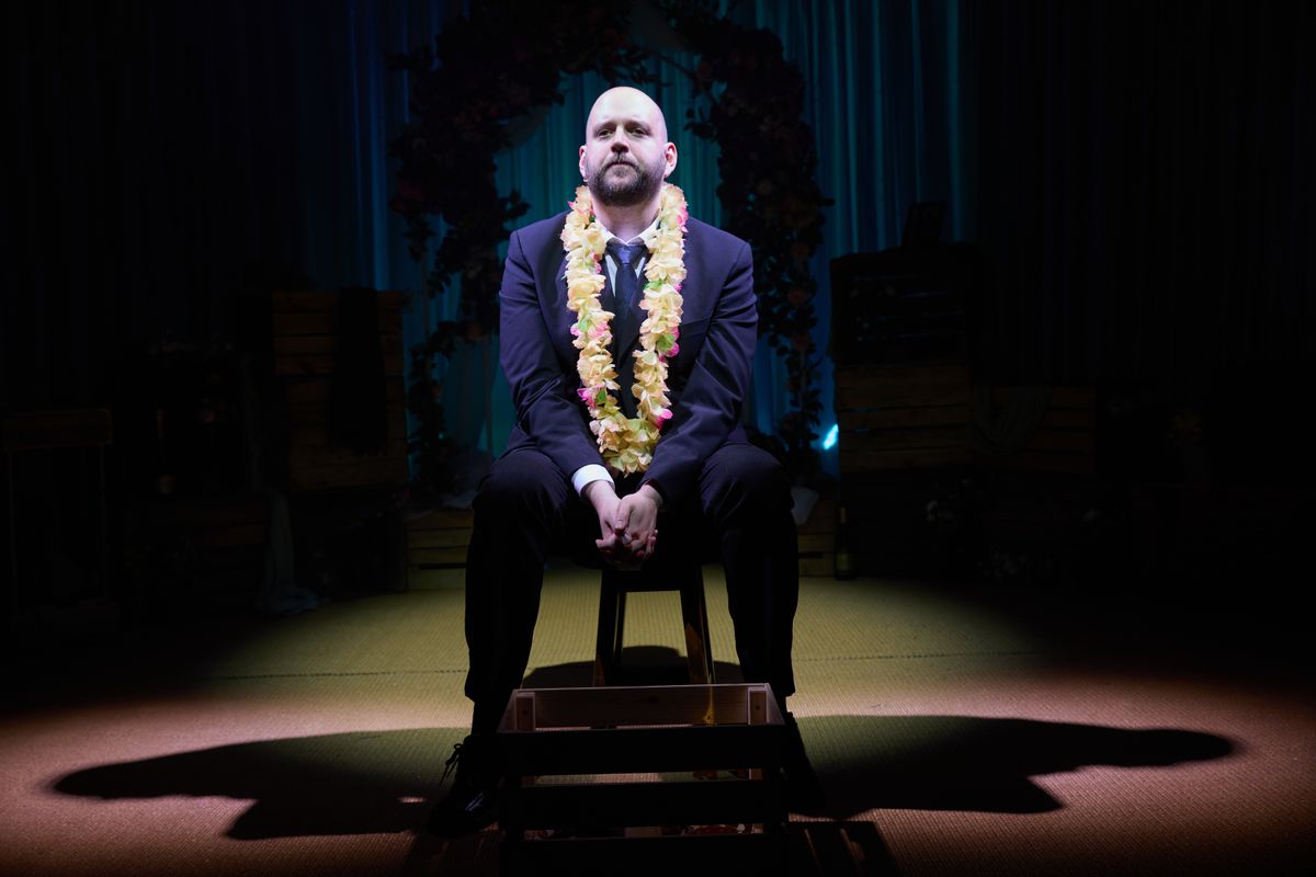 Mark Henry-Davies in Parti Priodas by Gruffudd Owen, a Theatr Cymru production. Photographed by Mark Douet. Mark Henry-Davies in Parti Priodas by Gruffudd Owen, a Theatr Cymru production. Photographed by Mark Douet.