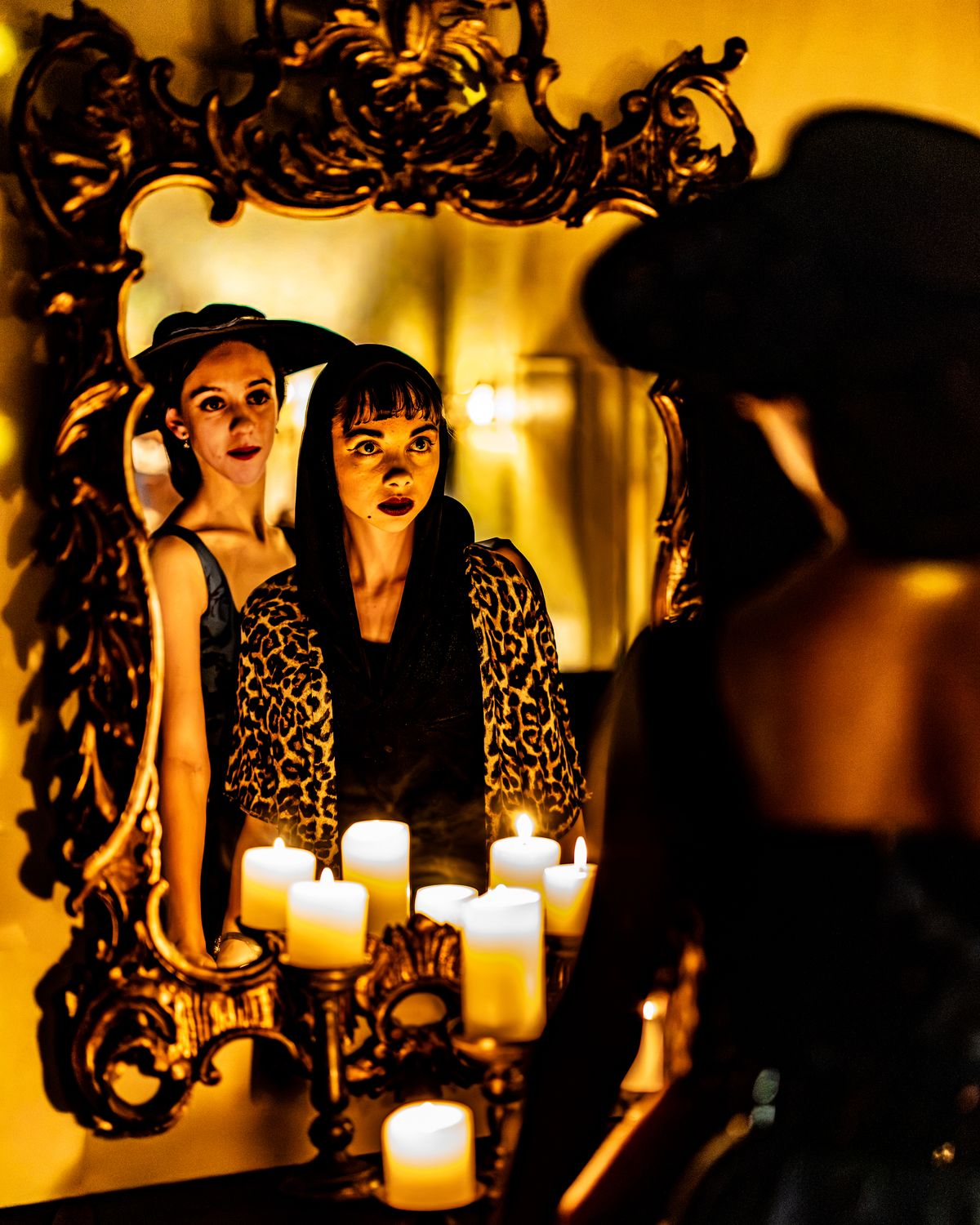 (L-R) Rebekah Brannan as Betty Shaeffer looks over the shoulder of Tiffany Brannan as Norma Desmond, the faded star haunted by a rising talent. (L-R) Rebekah Brannan as Betty Shaeffer looks over the shoulder of Tiffany Brannan as Norma Desmond, the faded star haunted by a rising talent.