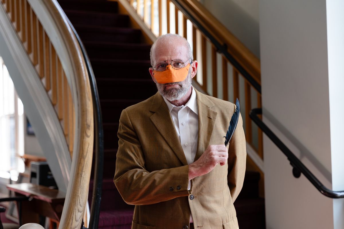 Gary Penn plays Otto von Bisquack, the German Chancellor trying to ensure peace in Europe in Heart of Duckness by A.J. Ditty. Photo by Hannah Daly Ellsworth. Gary Penn plays Otto von Bisquack, the German Chancellor trying to ensure peace in Europe in Heart of Duckness by A.J. Ditty. Photo by Hannah Daly Ellsworth.