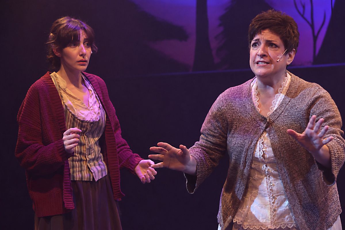 Emery Henderson as the Baker's Wife and Denene Mulay as Jack's Mother in Into the Woods. Photo by Jaycee Myner. Emery Henderson as the Baker's Wife and Denene Mulay as Jack's Mother in Into the Woods. Photo by Jaycee Myner.