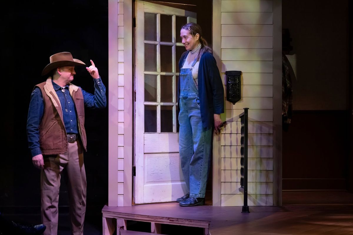 Laura Jordan as Annie Wilkes and Michael P. Martin as Sheriff Buster in Misery. Photos by Klose2u Photography L.L.C. Laura Jordan as Annie Wilkes and Michael P. Martin as Sheriff Buster in Misery. Photos by Klose2u Photography L.L.C.