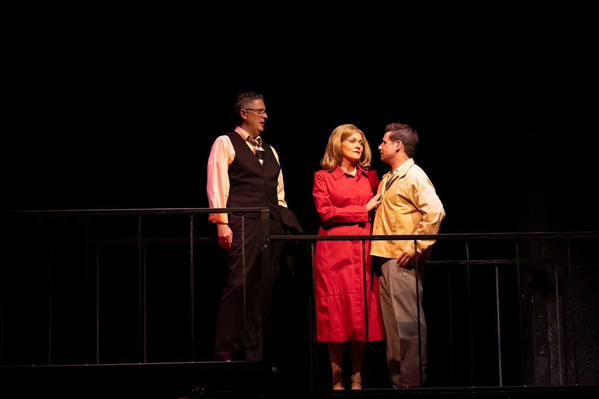 Michael Morrison as Don Kirshner, Allison Masulis as Cynthia Weil, and Nick Anastasia as Barry Mann in Beautiful. Photos by Klose2u Photography L.L.C. Michael Morrison as Don Kirshner, Allison Masulis as Cynthia Weil, and Nick Anastasia as Barry Mann in Beautiful. Photos by Klose2u Photography L.L.C.