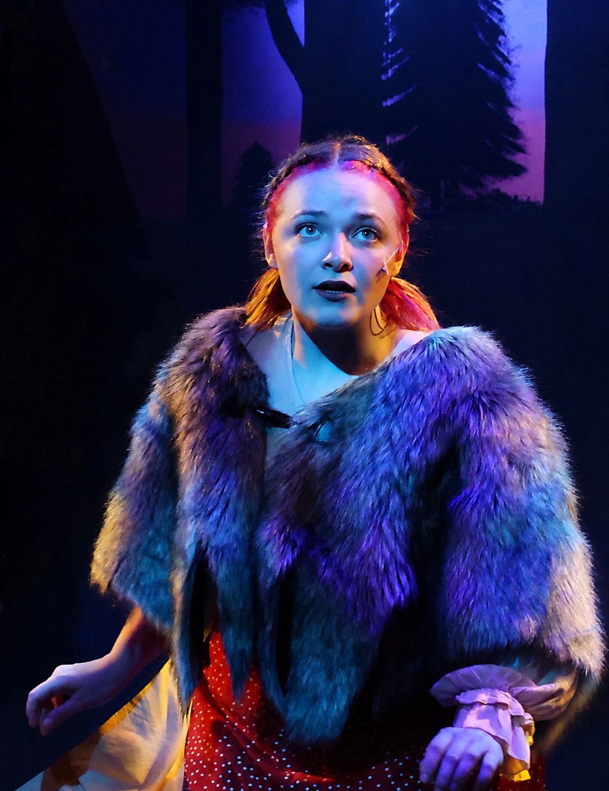 Sydney Harrison as Little Red Riding Hood in Into the Woods. Photo by Jaycee Myner. Sydney Harrison as Little Red Riding Hood in Into the Woods. Photo by Jaycee Myner.