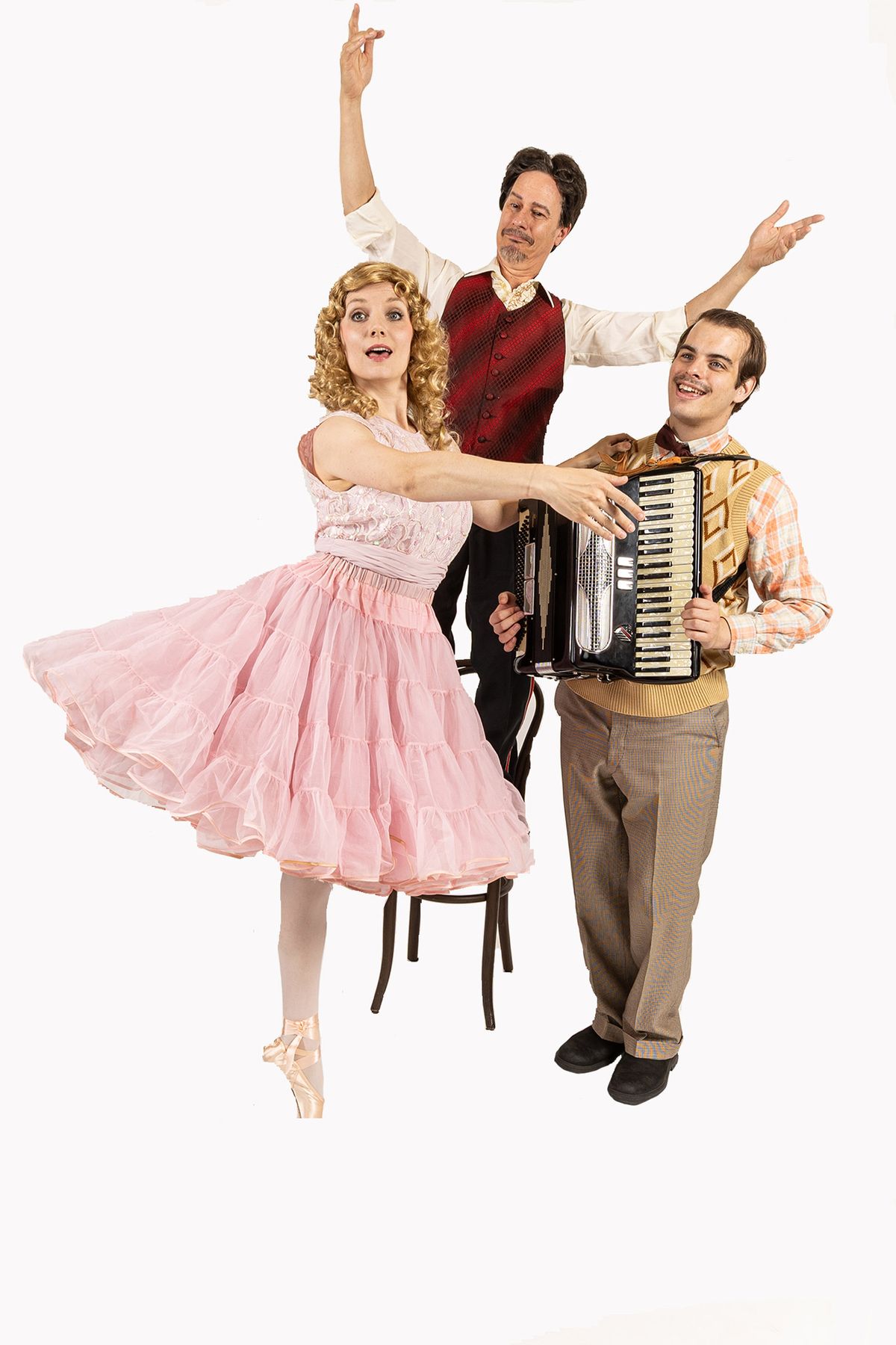 Pictured left to right: Bonnie Auguston, Mark Schwahn, and Aiden Brown in the comedy You Can’t Take It With You, playing at Lakewood Theatre Company September 11 - October 18, 2026. Photo by David Kinder.