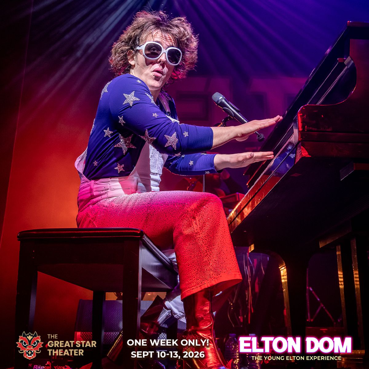Dominick Fulco is ELTON DOM, September 10-13 at the historic Great Star Theatre in San Francisco. Tickets available now at EltonDomLive.com. Dominick Fulco is ELTON DOM, September 10-13 at the historic Great Star Theatre in San Francisco. Tickets available now at EltonDomLive.com.
