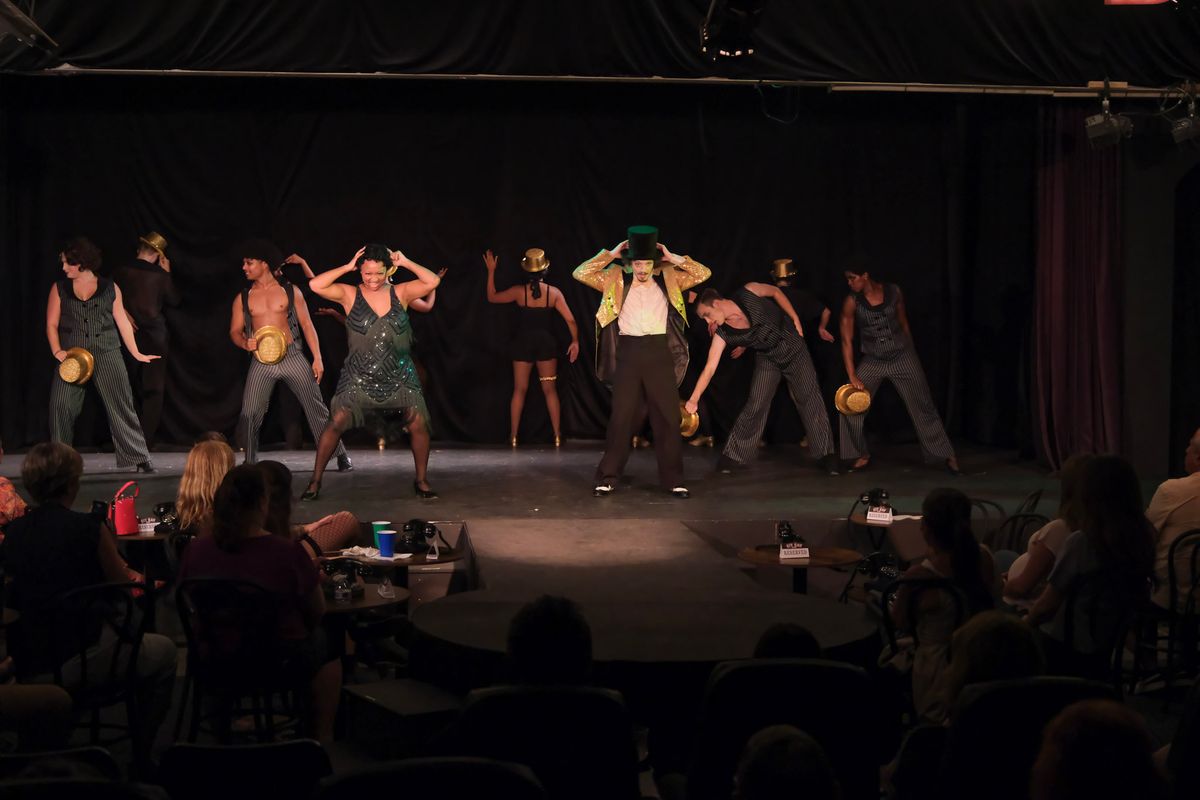 Aarin Wilson as Sally Bowles and Austyn Myers as Emcee. Kimora Smiley, Olivia Barnes, Noel Jensen, Patrice Berry, Sarah Schechter, Liv Gonzales, Andres Lagang, La'Shawn Ware, Jack Stuhley, Anton Schneiderwind as the Kit Kat Club Dancers. Photos by Ken Jacques.