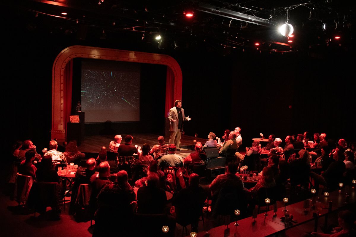Scott Shoemaker in :Probed! Intiman Cabaret (2025) Photo by Joe Moore.
