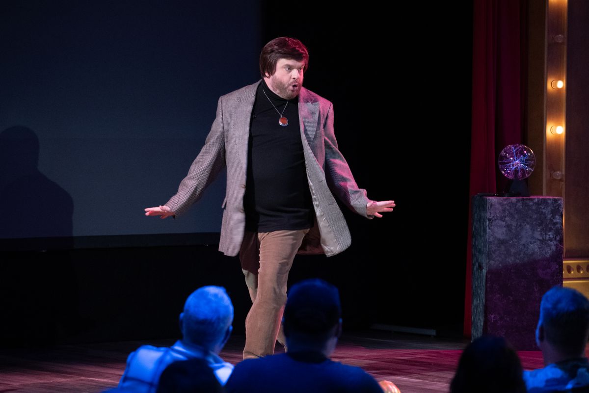 Scott Shoemaker in :Probed! Intiman Cabaret (2025) Photo by Joe Moore.