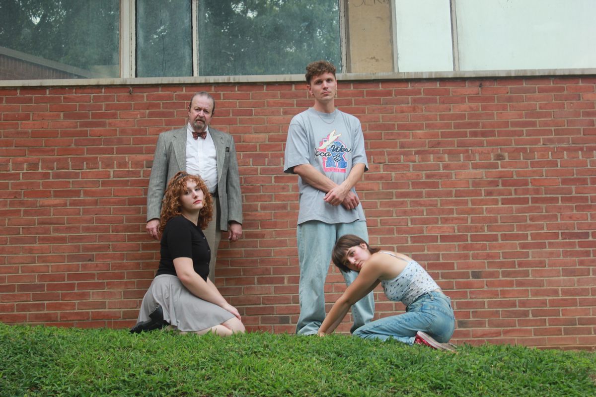 (L–R) Jack Degan (Mr. Bradley), Brynn Smith (Laura), Lawrence Neil (Dean), and Sylvie Schuetz (Lizzie) in 'The Melon’s Cry' at the Falls Center, part of the Philadelphia Fringe Festival. Photo by Jake Rhoda. (L–R) Jack Degan (Mr. Bradley), Brynn Smith (Laura), Lawrence Neil (Dean), and Sylvie Schuetz (Lizzie) in 'The Melon’s Cry' at the Falls Center, part of the Philadelphia Fringe Festival. Photo by Jake Rhoda.