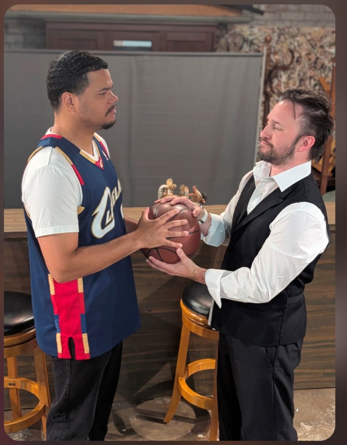 Olen Cox and Mikael Dashawn rehearse for King James