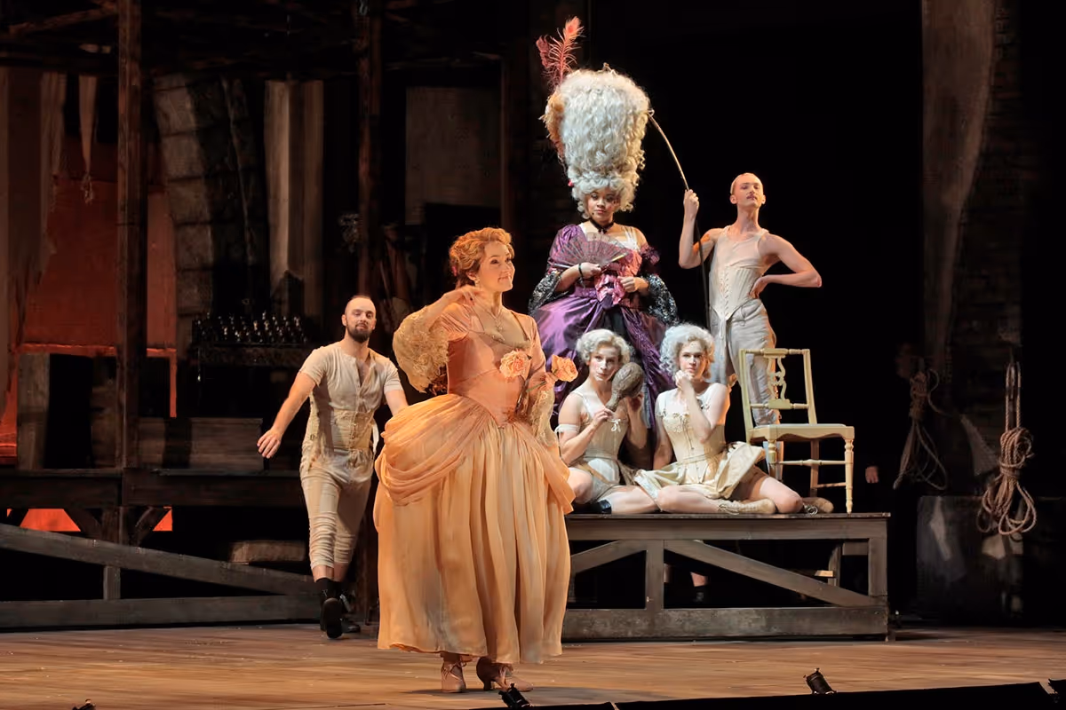 A scene from LA Opera's 2018 production of Candide.  Shown: Erin Morley as Cunegonde. (Photo: Ken Howard