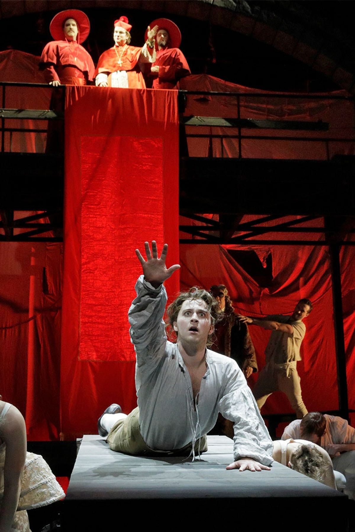 A scene from LA Opera's 2018 production of Candide.  Shown: Jack Swanson as Candide. (Photo: Ken Howard)