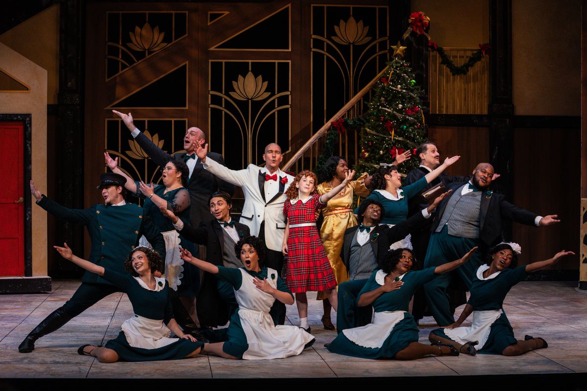 "I Don't Need Anything But You"
Oliver Warbucks (Chris Damiano*), Annie (Mary Taylor), Grace Farrell (Destiny Danielle), and Adult Ensemble
Photo Credits: Casey Gardner Ford "I Don't Need Anything But You"
Oliver Warbucks (Chris Damiano*), Annie (Mary Taylor), Grace Farrell (Destiny Danielle), and Adult Ensemble
Photo Credits: Casey Gardner Ford