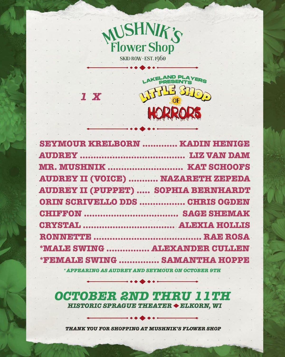Little Shop Of Horrors Cast List Little Shop Of Horrors Cast List