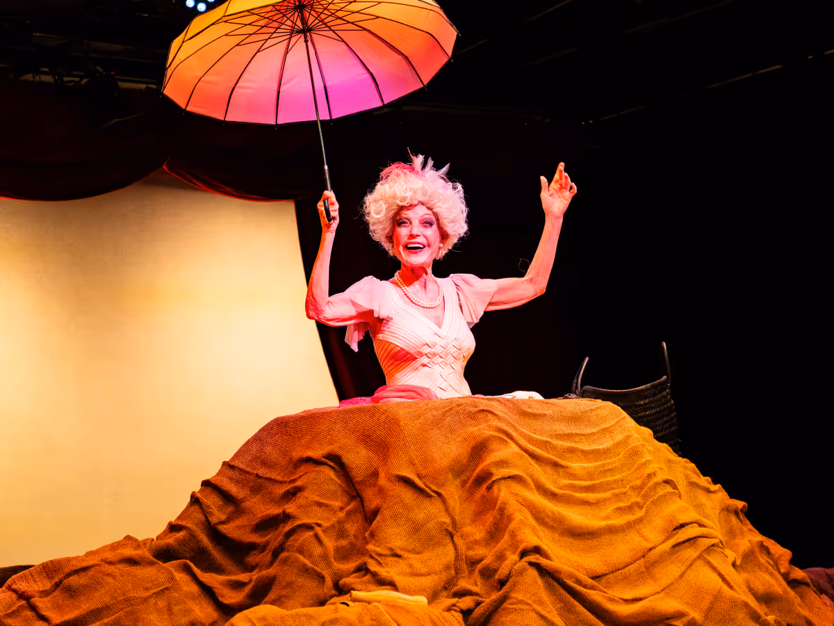 Roxanne Fay as Winnie in Samuel Beckett's HAPPY DAYS for Bridge Street Theatre in Catskill. Photo by Ned's Event Photography