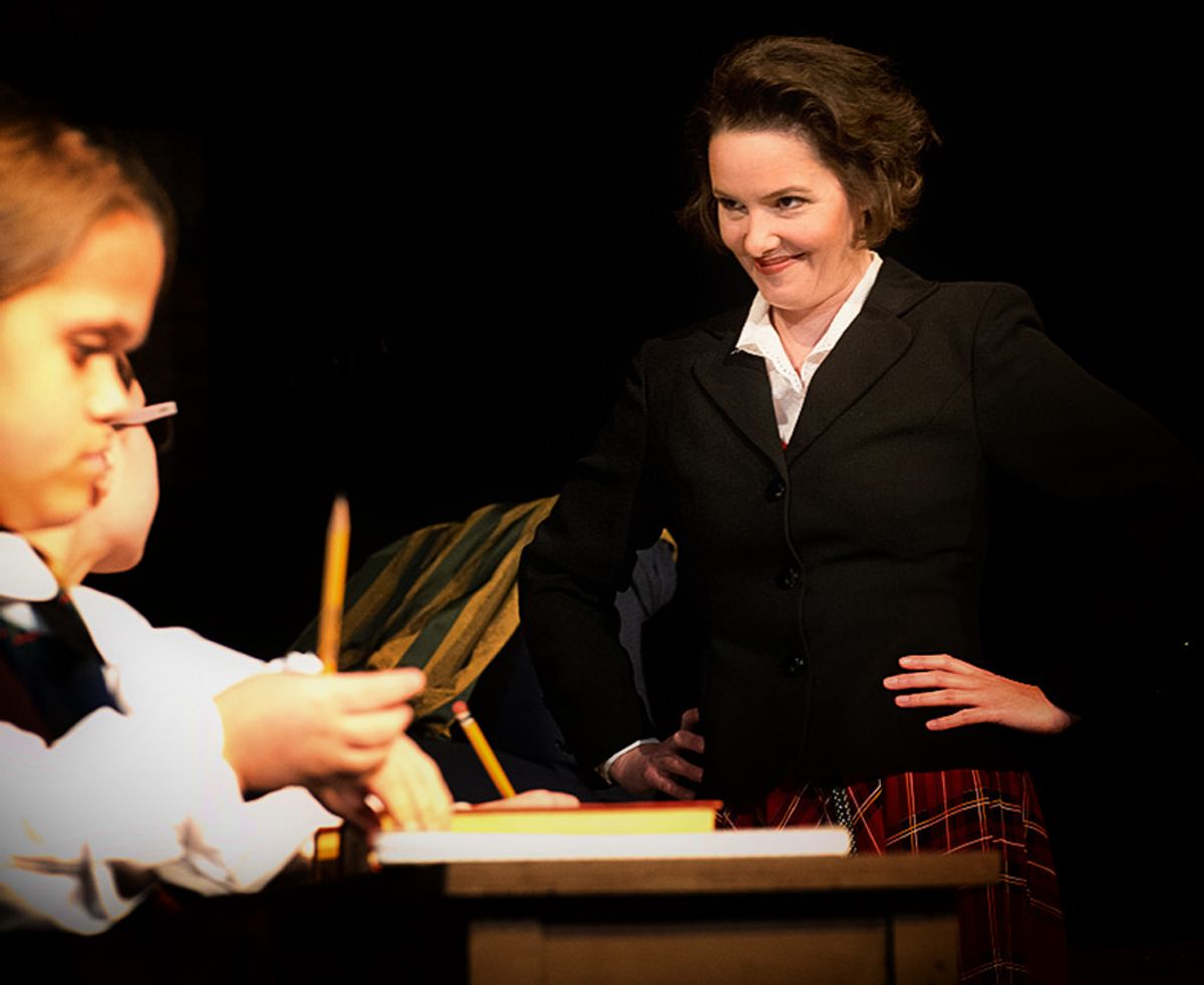 Megan Cross as Jean Brodie
Schoolgirls: Alexandra Spiegel and Madeleine Moser

Photo: Steve Williams