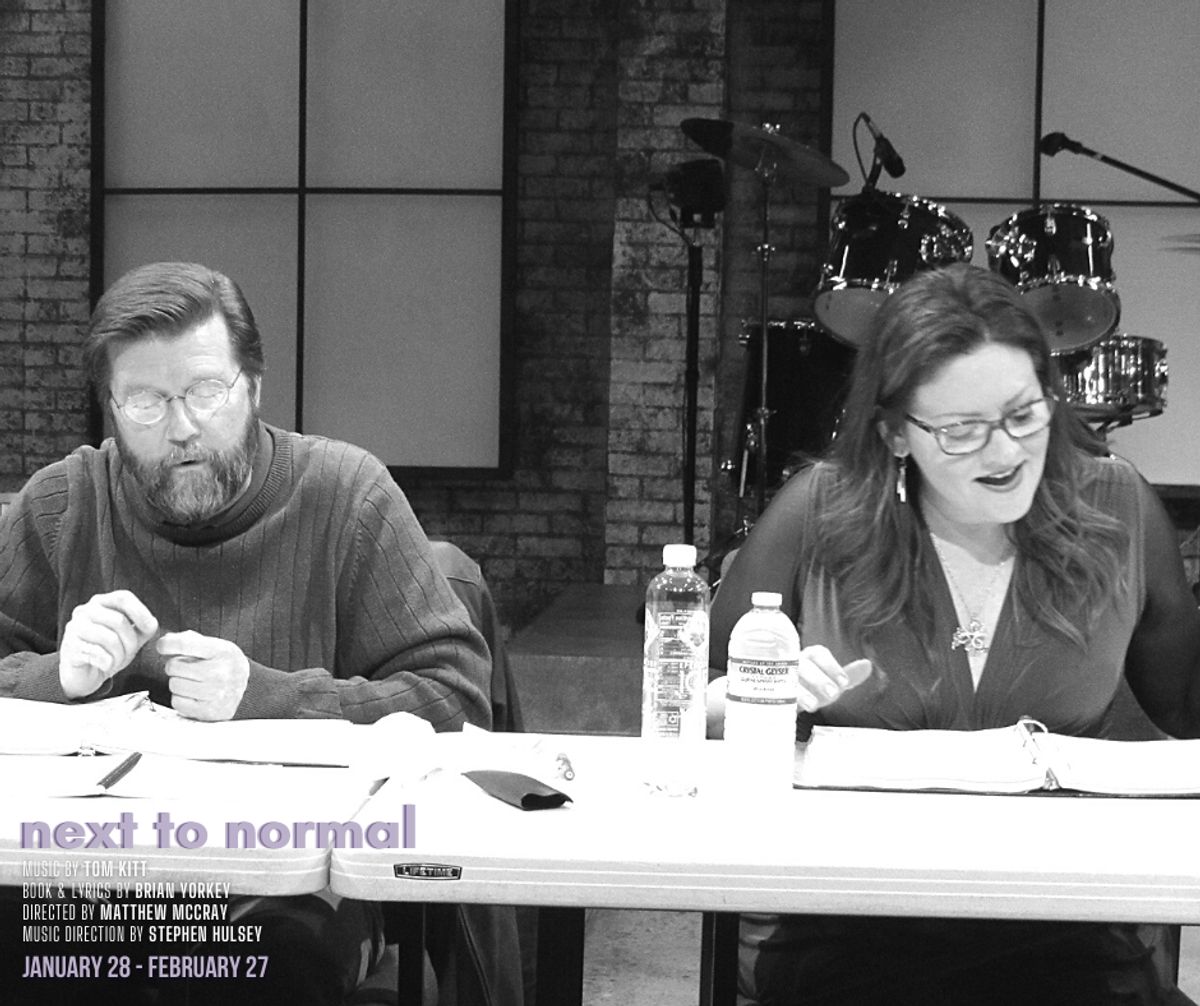 Jocelyn A. Brown and Ron Hastings at their first table read for "Next to Normal," playing January 28 - February 27, 2022 at Chance Theater in Anaheim, CA. 