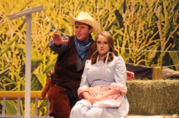 ?Surrey wit the Fringe on Top? (Adam Guinn as Curly, Lindsay Decoste as Laurey) Photo by Krystall Lawlor 1