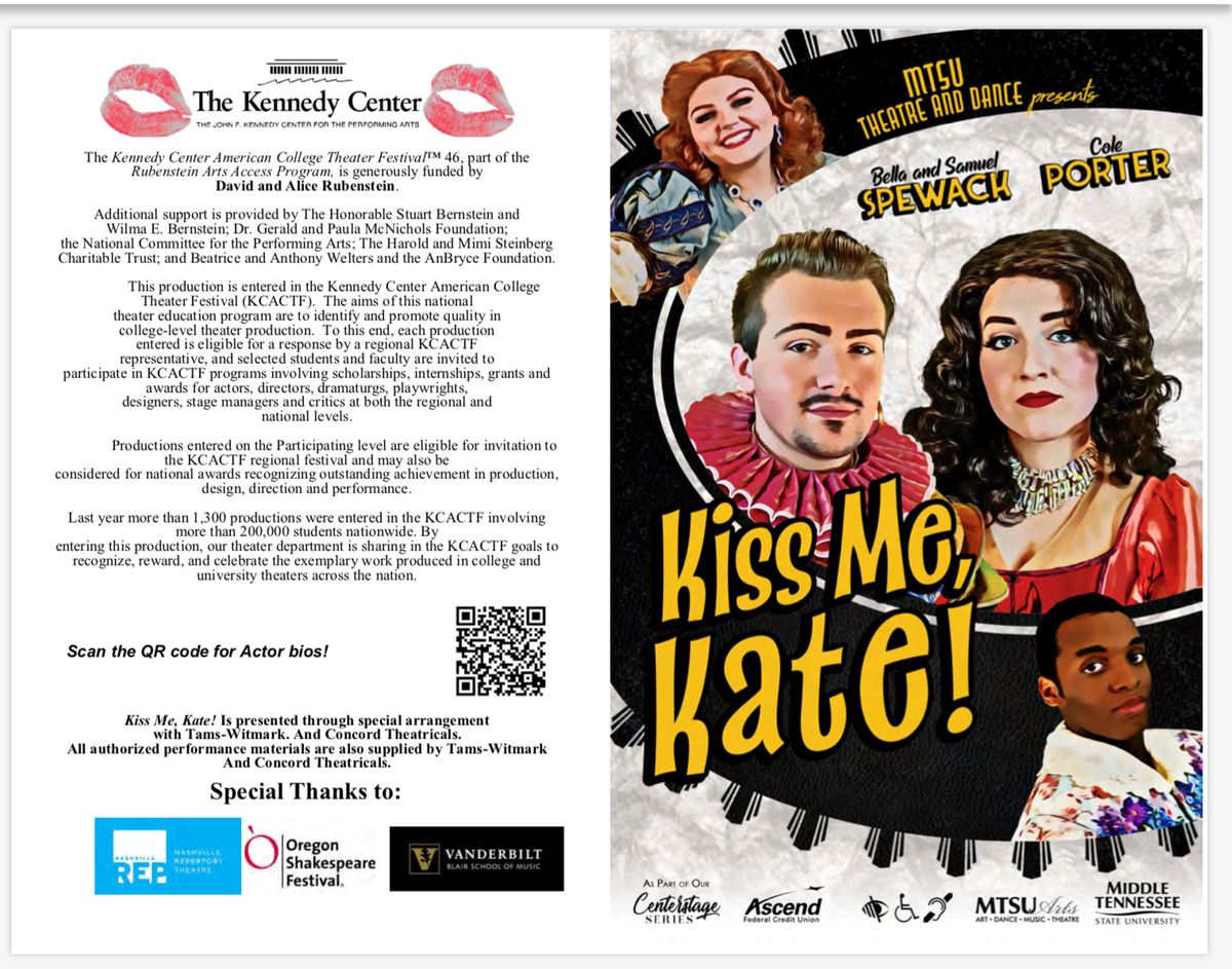 MTSU Kiss Me, Kate! 2019 Program cover MTSU Kiss Me, Kate! 2019 Program cover