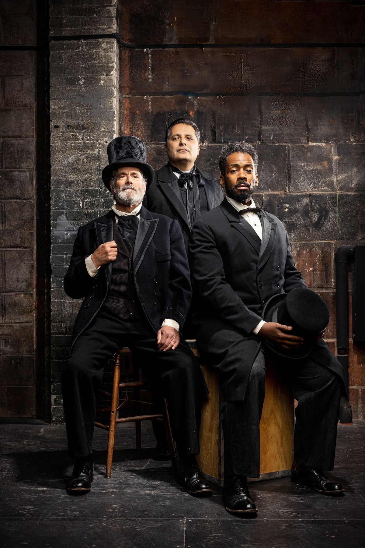 Steven Skybell, Firdous Bamji, Joshua David Robinson; photo by Nile Hawver. The Lehman Trilogy running June 13-July 16, 2023 at The Huntington Theatre 264 Huntington Ave. Boston, MA 02115