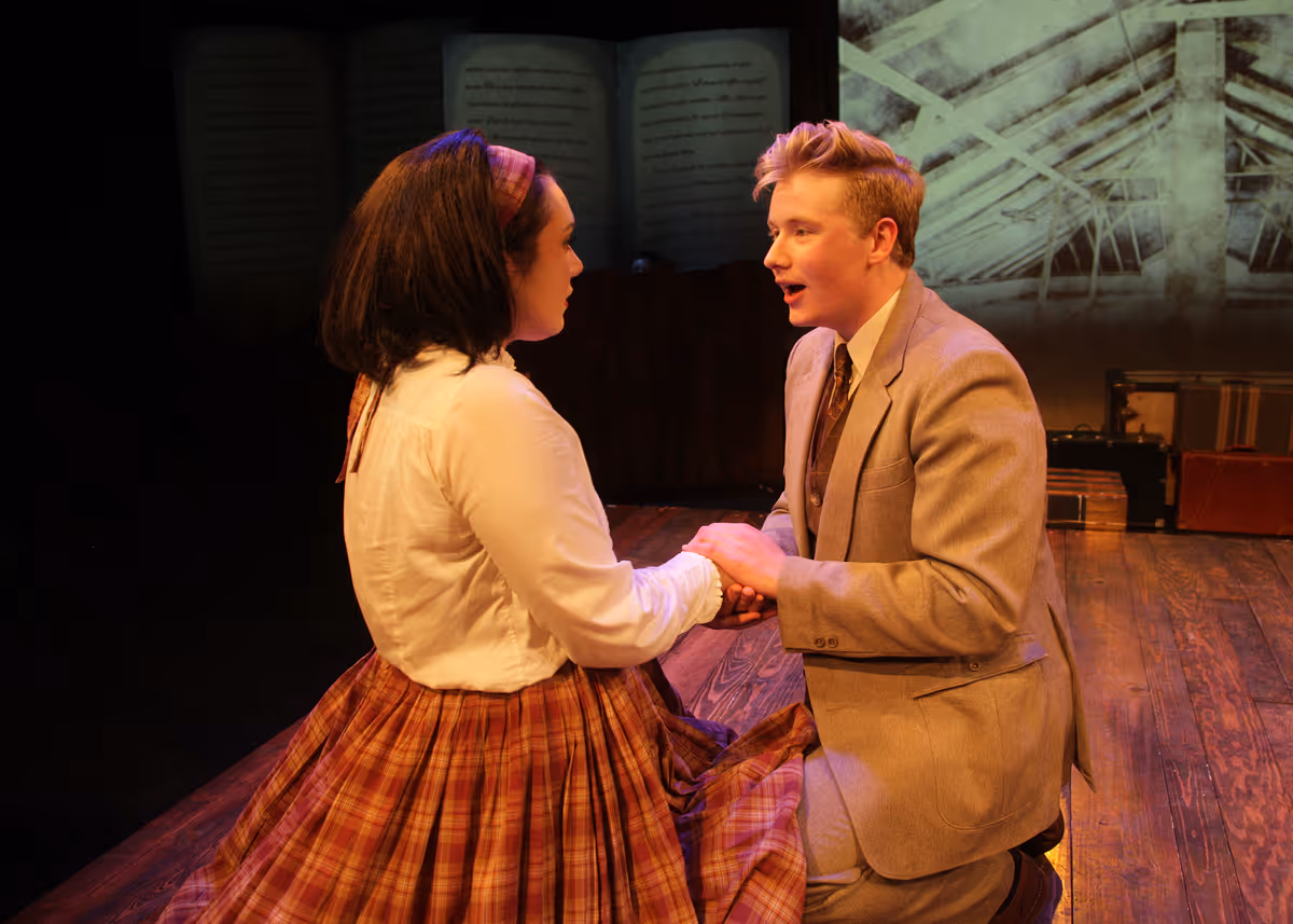 Sarah Pierce as Jo March and Zac Swan Van Lent as Laurie Laurence Chance Theater's production of "Little Women - The Broadway Musical" is playing November 25 - December 23, 2022 at Bette Aitken theater arts Center on the Cripe Stage. Music by Jason Howland; Lyrics by Mindi Dickstein; Book by Allan Knee. Based on the novel by Louisa May Alcott. Directed by Casey Long, Music Direction by Gabrielle Maldonado. Sarah Pierce as Jo March and Zac Swan Van Lent as Laurie Laurence Chance Theater's production of "Little Women - The Broadway Musical" is playing November 25 - December 23, 2022 at Bette Aitken theater arts Center on the Cripe Stage. Music by Jason Howland; Lyrics by Mindi Dickstein; Book by Allan Knee. Based on the novel by Louisa May Alcott. Directed by Casey Long, Music Direction by Gabrielle Maldonado.