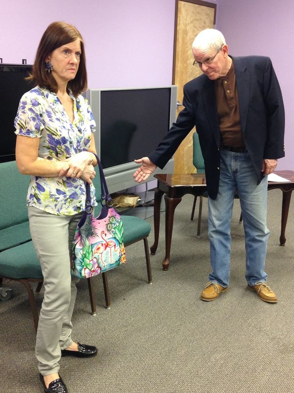 Rehearsal photo - Red Jello Jigglers by Tina L. Jens & John Weagly
L-R Holly Rubich & Jeff Evans 1