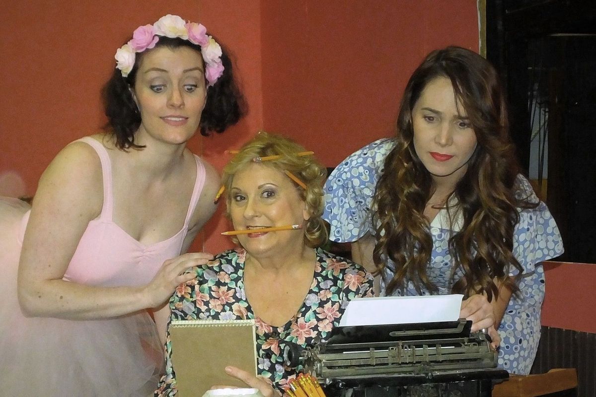 One of the many of unusual hobbies of Penny Sycamore (Sue Chekaway, pictured center) writes plays that she never seems to finish. Her doting daughters; Essie (Kathleen Duffy, pictured left) and Alice (Carson Delaney, pictured right) The Comedy hit, You Can’t Take It With You playing March 10-26. One of the many of unusual hobbies of Penny Sycamore (Sue Chekaway, pictured center) writes plays that she never seems to finish. Her doting daughters; Essie (Kathleen Duffy, pictured left) and Alice (Carson Delaney, pictured right) The Comedy hit, You Can’t Take It With You playing March 10-26.