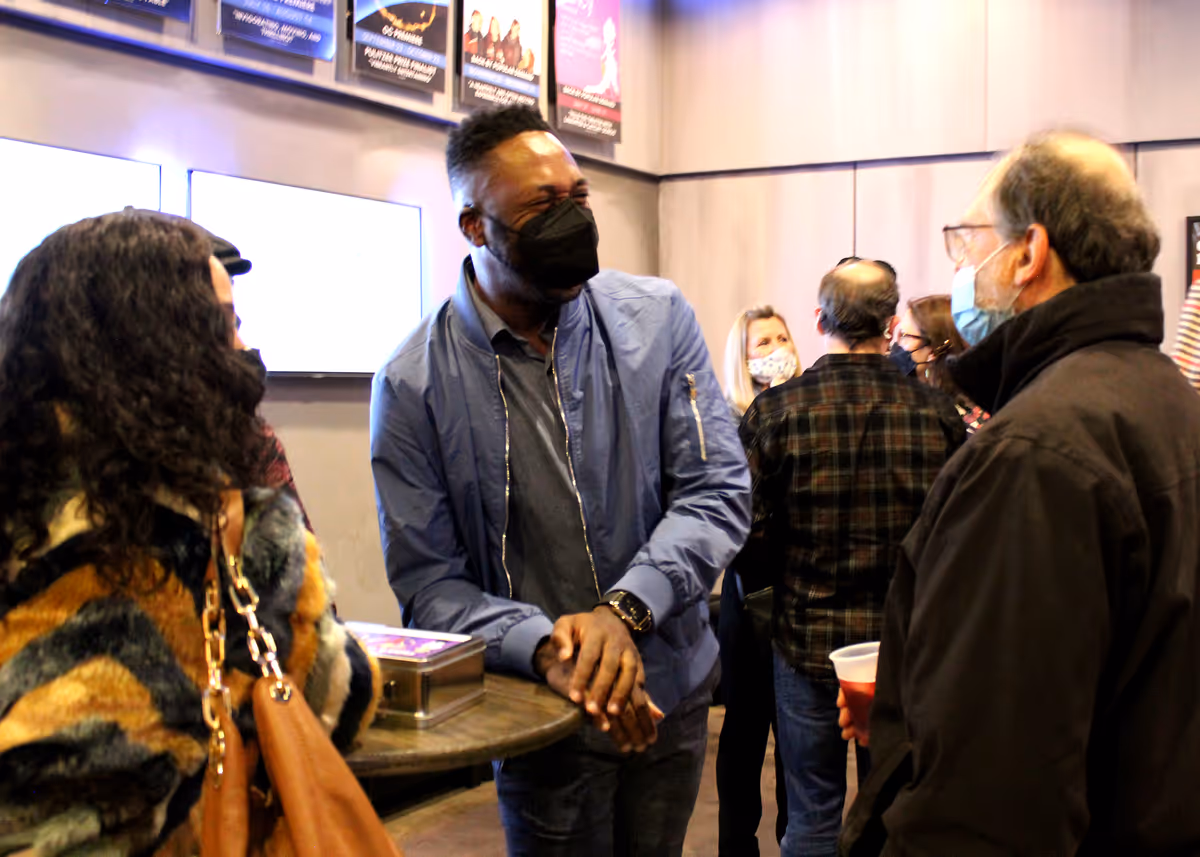 Tym Brown greets his fans on Opening Night of "Next to Normal," playing January 28 - February 27, 2022 at Chance Theater in Anaheim, CA. Tym Brown greets his fans on Opening Night of "Next to Normal," playing January 28 - February 27, 2022 at Chance Theater in Anaheim, CA.