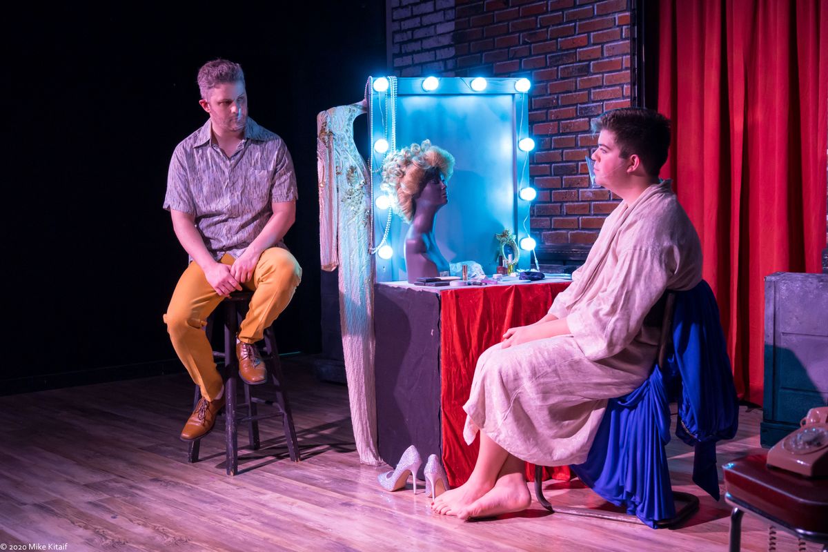 Jarman Day, left, as Ed, and Ryan Ball, right, as Arnold in The Ensemble Company's TORCH SONG. Photo Credit: Mike Kitaif Jarman Day, left, as Ed, and Ryan Ball, right, as Arnold in The Ensemble Company's TORCH SONG. Photo Credit: Mike Kitaif