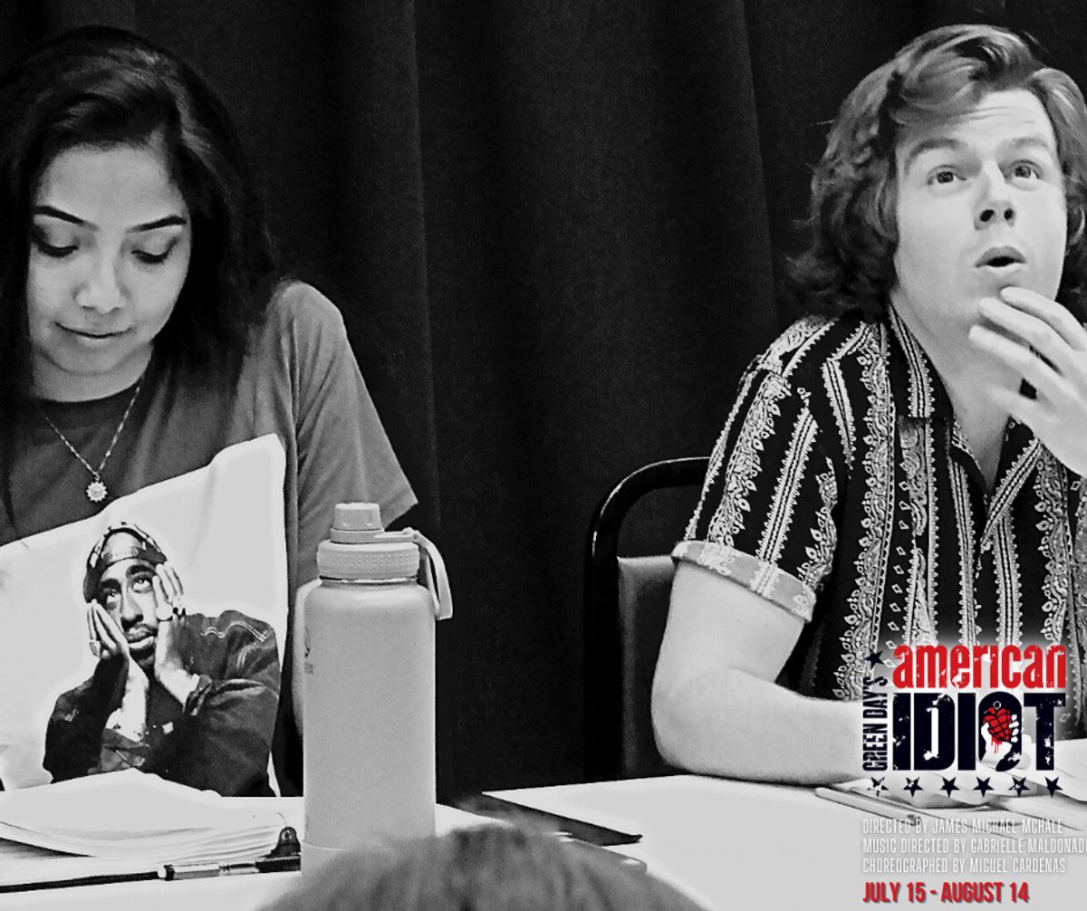 Erika Mireya Cruz and Christopher Diem during the first read-through of  "Green Day's American Idiot" Directed by James Michael McHale, running July 15- August 14 at Chance Theater in Anaheim, CA.