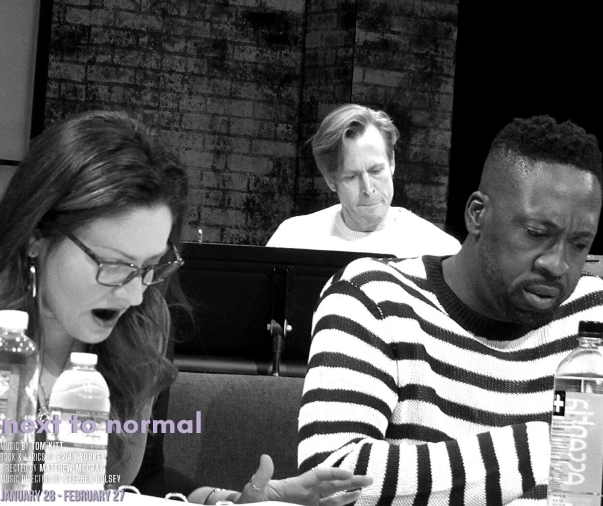The stars of "Next to Normal", Jocelyn A. Brown and Tym Brown, accompanied by Musical Director Stephen Hulsey at their first tbale read for "Next to Normal," playing January 28 - February 27, 2022 at Chance Theater in Anaheim, CA. 