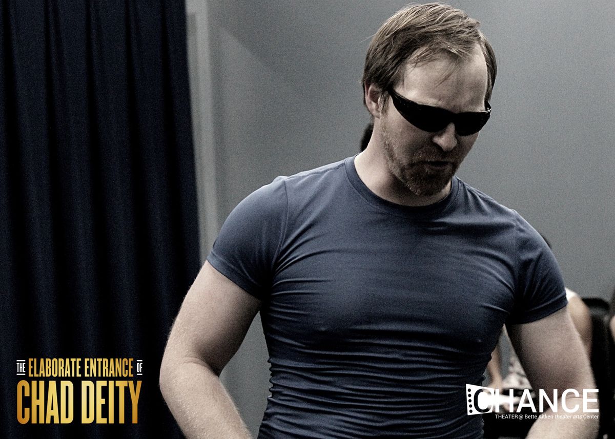 Aaron McGee as The Bad Guy in rehearsals for the OC premier of Kristoffer Diaz's Pulitzer Prize Finalist play, "The Elaborate Entrance of Chad Deity." Directed by Jeremy Aluma, this high-octane comedy-drama will play September 23 - October 23, 2022 at Chance Theater in Anaheim, CA. 
