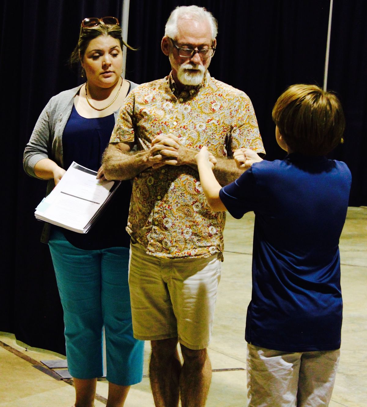Director Richard Justice works with Amy Patton (Mrs. Corney) and Owen Johnston (Oliver Twist) Director Richard Justice works with Amy Patton (Mrs. Corney) and Owen Johnston (Oliver Twist)