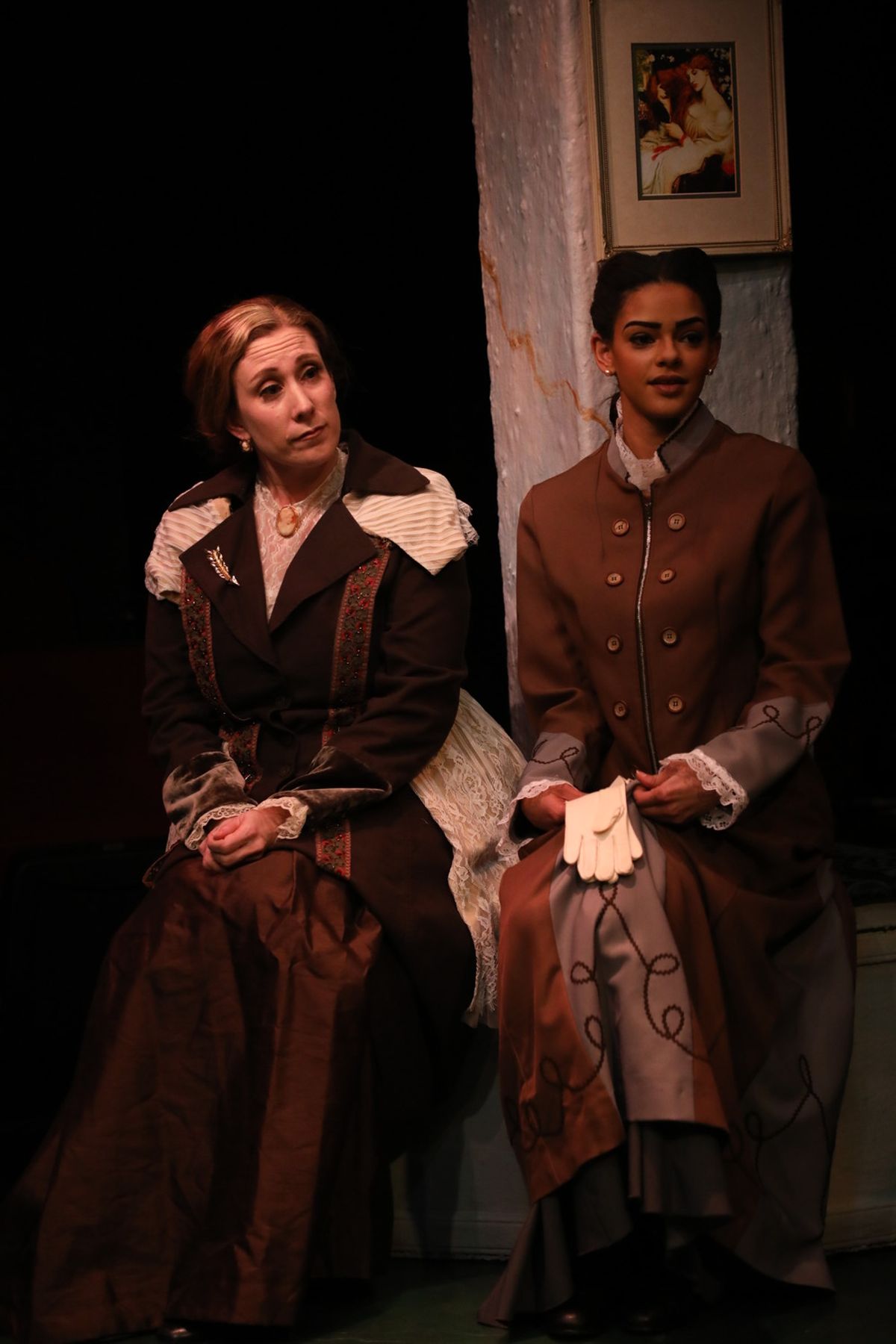 Lady Ensford-Hill (Melissa McGinley) and Clara Ensford-Hill (Caelyn Sommersville)        www.spotlighters.org/Pygmalion        
