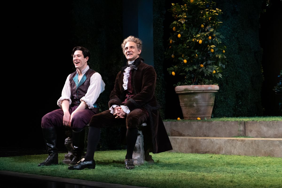 Rob B. Kellogg and Nael Nacer in The Triumph of Love in The Huntington?s production of Marivaux?s The Triumph of Love, translated by Stephen Wadsworth, directed by Loretta Greco; photo Liza Voll. Runn Rob B. Kellogg and Nael Nacer in The Triumph of Love in The Huntington?s production of Marivaux?s The Triumph of Love, translated by Stephen Wadsworth, directed by Loretta Greco; photo Liza Voll. Runn